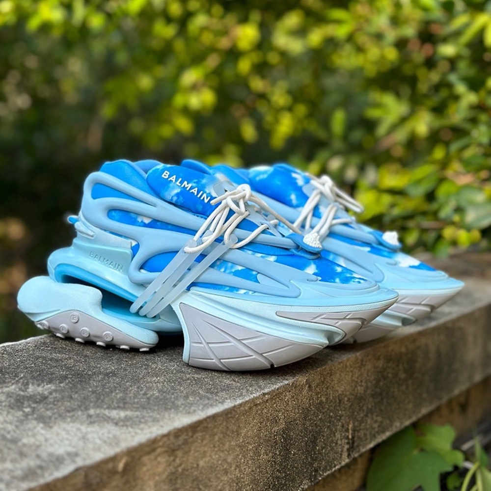 Balmain Light Blue Layered Sculptural Sneakers